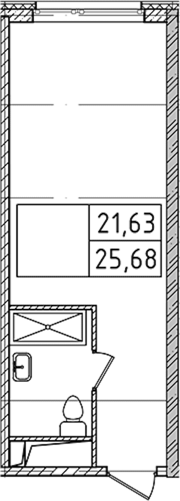 Квартира студия 25.68 м², 14/14 эт., Комплекс апартаментов «Ladozhsky Avenir»